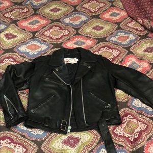 Vintage leather biker coat